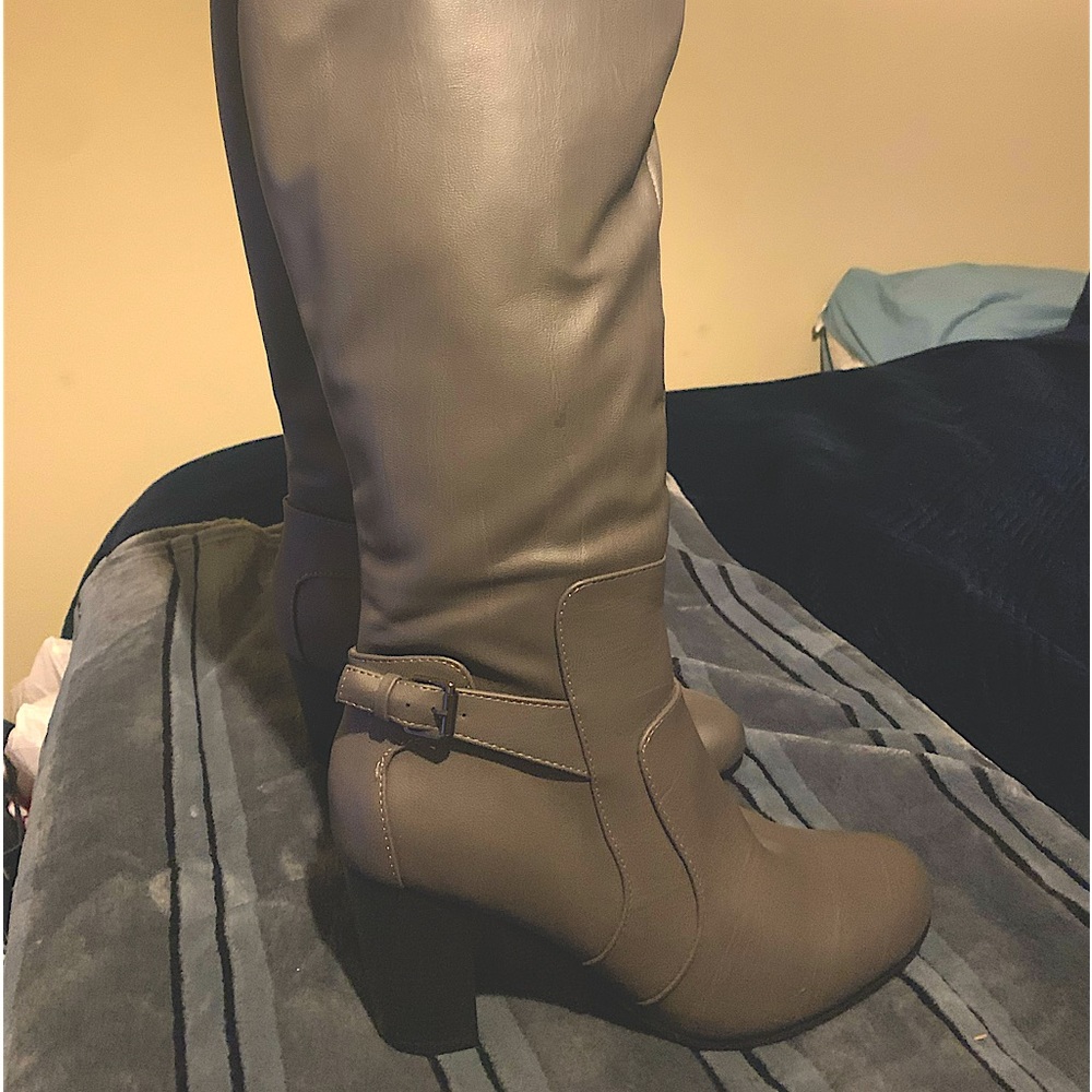 $50 PER PAIR: lady’s knee high boots, block heel: COLOR: Brown - Black - Gray